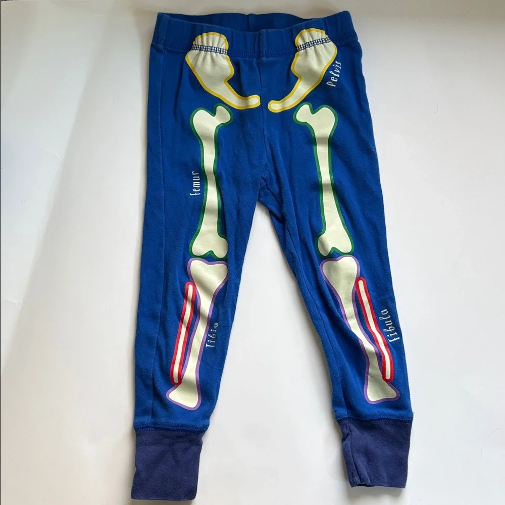 Mini Boden Kids Glow In The Dark Pajamas Set 3Y Skeleton Long John